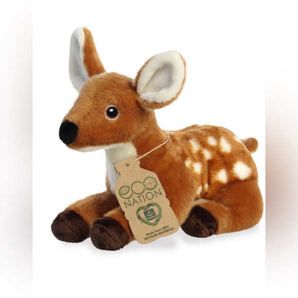 Adorable Twin Fawn Plush Animals by Eco Nation 9” - Picture 6 of 7